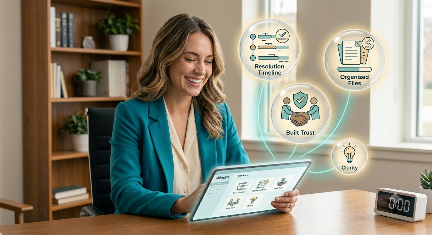 Independent mediator using iMedi8 mediation software to manage cases efficiently